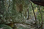 Kbal Spean, along the path in the jungle passing by some interesting rocky formations 